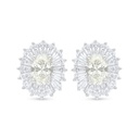 Sterling Silver 925 Earring Rhodium Plated Embedded With Yellow Diamond And White Zircon