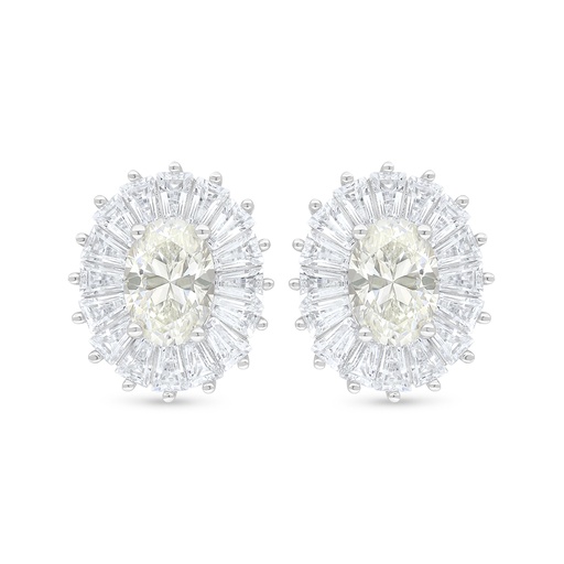 [EAR01CIT00WCZC909] Sterling Silver 925 Earring Rhodium Plated Embedded With Yellow Diamond And White Zircon