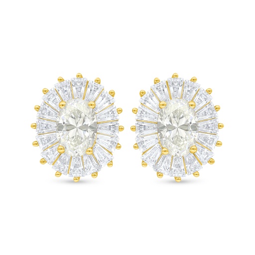 [EAR02CIT00WCZC909] Sterling Silver 925 Earring Golden Plated Embedded With Yellow Diamond And White Zircon