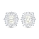 Sterling Silver 925 Earring Rhodium Plated Embedded With Yellow Diamond And White Zircon