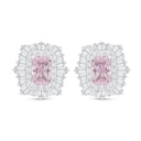 Sterling Silver 925 Earring Rhodium Plated Embedded With Pink Zircon And White Zircon