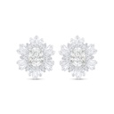 Sterling Silver 925 Earring Rhodium Plated Embedded With White Zircon