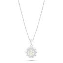 Sterling Silver 925 Necklace Rhodium Plated Embedded With Yellow Diamond And White Zircon