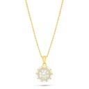 Sterling Silver 925 Necklace Golden Plated Embedded With Yellow Diamond And White Zircon