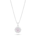 Sterling Silver 925 Necklace Rhodium Plated Embedded With Pink Zircon And White Zircon