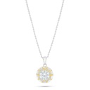 Sterling Silver 925 Necklace Rhodium And Golden Plated Embedded With White Zircon