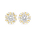 Sterling Silver 925 Earring Rhodium And Golden Plated Embedded With White Zircon