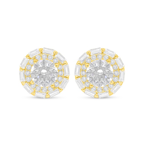 [EAR28WCZ00000C912] Sterling Silver 925 Earring Rhodium And Golden Plated Embedded With White Zircon