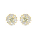 Sterling Silver 925 Earring Golden Plated Embedded With Yellow Diamond And White Zircon