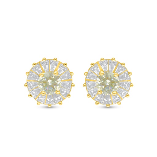 [EAR02CIT00WCZC913] Sterling Silver 925 Earring Golden Plated Embedded With Yellow Diamond And White Zircon