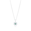 Sterling Silver 925 Necklace Rhodium Plated Embedded With Emerald Zircon And White Zircon