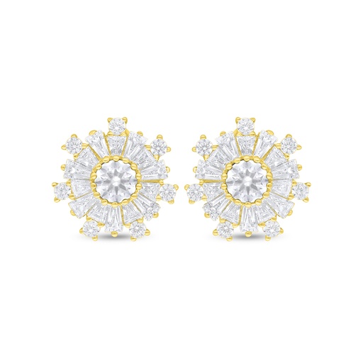 [EAR02WCZ00000C915] Sterling Silver 925 Earring Golden Plated Embedded With White Zircon