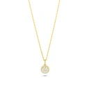 Sterling Silver 925 Necklace Golden Plated Embedded With Yellow Diamond And White Zircon