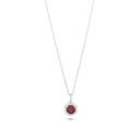 Sterling Silver 925 Necklace Rhodium Plated Embedded With Ruby Corundum And White Zircon