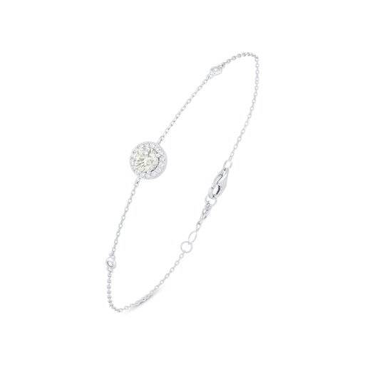 [BRC01CIT00WCZB466] Sterling Silver 925 Bracelet Rhodium Plated Embedded With Yellow Diamond And White Zircon