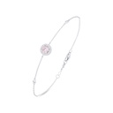 Sterling Silver 925 Bracelet Rhodium Plated Embedded With Pink Zircon And White Zircon