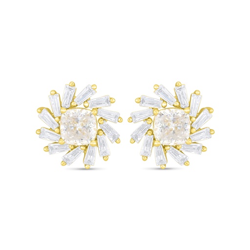 [EAR02WCZ00000C920] Sterling Silver 925 Earring Golden Plated Embedded With White Zircon