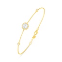 Sterling Silver 925 Bracelet Golden Plated Embedded With Yellow Diamond And White Zircon