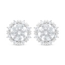 Sterling Silver 925 Earring Rhodium Plated Embedded With White Zircon