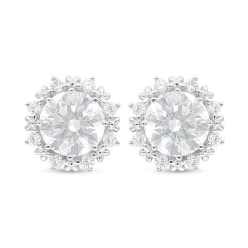 [EAR01WCZ00000C921] Sterling Silver 925 Earring Rhodium Plated Embedded With White Zircon