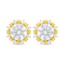 Sterling Silver 925 Earring Golden Plated Embedded With White Zircon