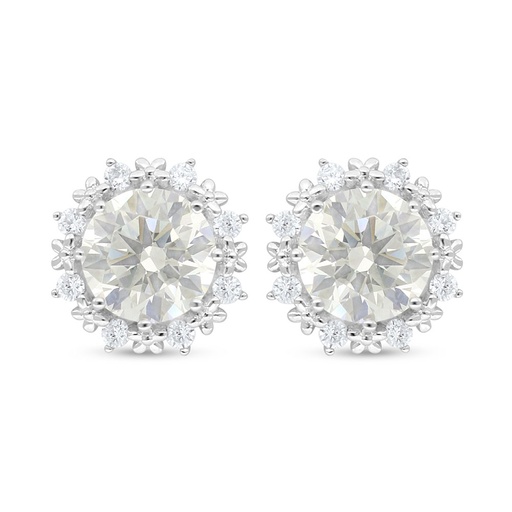 [EAR01CIT00WCZC921] Sterling Silver 925 Earring Rhodium Plated Embedded With Yellow Diamond And White Zircon