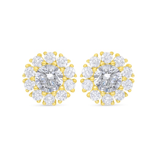 [EAR02WCZ00000C922] Sterling Silver 925 Earring Golden Plated Embedded With White Zircon