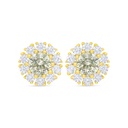 Sterling Silver 925 Earring Golden Plated Embedded With Yellow Diamond And White Zircon