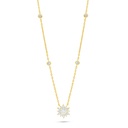 Sterling Silver 925 Necklace Golden Plated Embedded With White Zircon