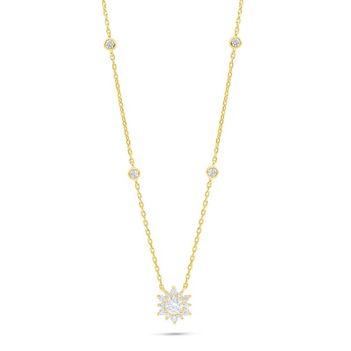 [NCL02WCZ00000C007] Sterling Silver 925 Necklace Golden Plated Embedded With White Zircon