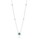 Sterling Silver 925 Necklace Rhodium Plated Embedded With Emerald Zircon And White Zircon