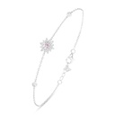 Sterling Silver 925 Bracelet Rhodium Plated Embedded With Pink Zircon And White Zircon