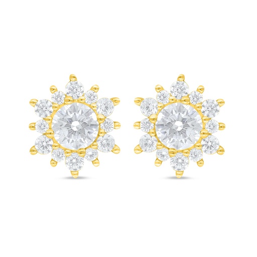 [EAR02WCZ00000C923] Sterling Silver 925 Earring Golden Plated Embedded With White Zircon