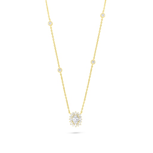 [NCL02WCZ00000C008] Sterling Silver 925 Necklace Golden Plated Embedded With White Zircon