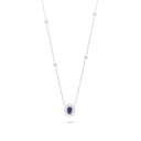 Sterling Silver 925 Necklace Rhodium Plated Embedded With Sapphire Corundum And White Zircon