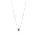 Sterling Silver 925 Necklace Rhodium Plated Embedded With Emerald Zircon And White Zircon