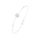 Sterling Silver 925 Bracelet Rhodium Plated Embedded With Pink Zircon And White Zircon