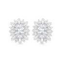 Sterling Silver 925 Earring Rhodium Plated Embedded With White Zircon