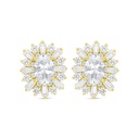 Sterling Silver 925 Earring Golden Plated Embedded With White Zircon