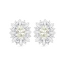 Sterling Silver 925 Earring Rhodium Plated Embedded With Yellow Diamond And White Zircon