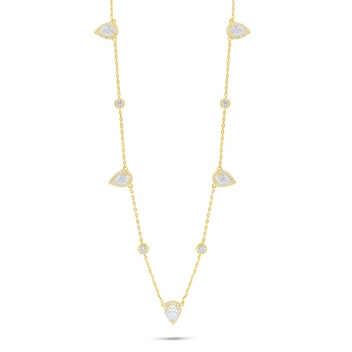 [NCL02WCZ00000C010] Sterling Silver 925 Necklace Golden Plated Embedded With White Zircon