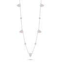 Sterling Silver 925 Necklace Rhodium Plated Embedded With Pink Zircon And White Zircon