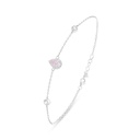 Sterling Silver 925 Bracelet Rhodium Plated Embedded With Pink Zircon And White Zircon