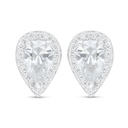 Sterling Silver 925 Earring Rhodium Plated Embedded With White Zircon