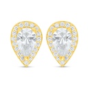 Sterling Silver 925 Earring Golden Plated Embedded With White Zircon