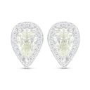 Sterling Silver 925 Earring Rhodium Plated Embedded With Yellow Diamond And White Zircon