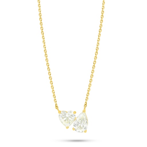 [NCL02CIT00000C011] Sterling Silver 925 Necklace Golden Plated Embedded With Yellow Diamond 