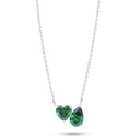 Sterling Silver 925 Necklace Rhodium Plated Embedded With Emerald Zircon 