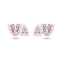 Sterling Silver 925 Earring Rhodium Plated Embedded With Pink Zircon 