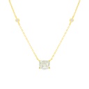 Sterling Silver 925 Necklace Golden Plated Embedded With Yellow Diamond And White Zircon